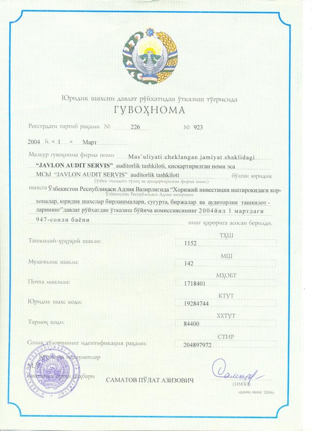 certificate